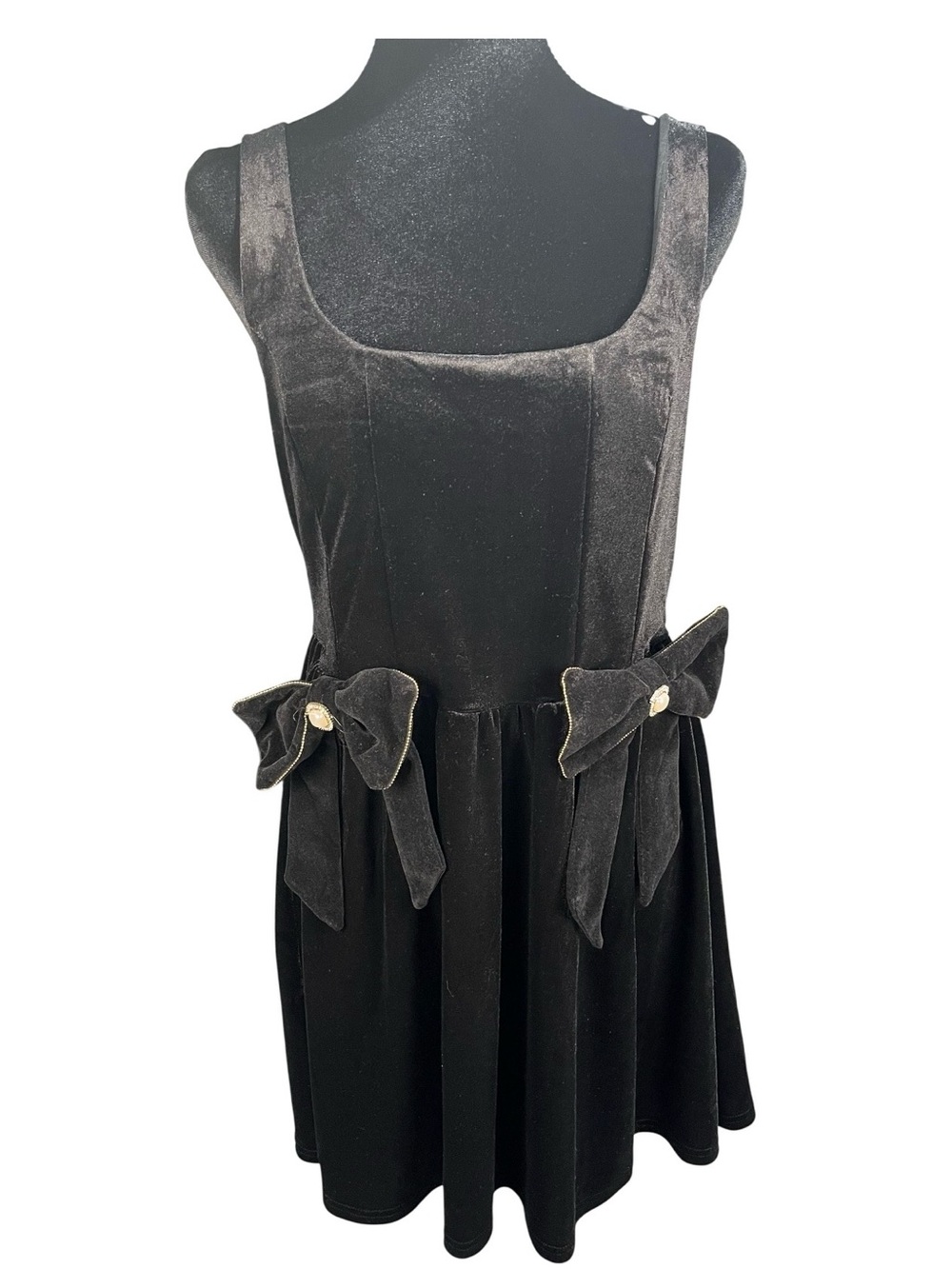 Blu Pepper Black Velvet Bow-Accent Mini Dress